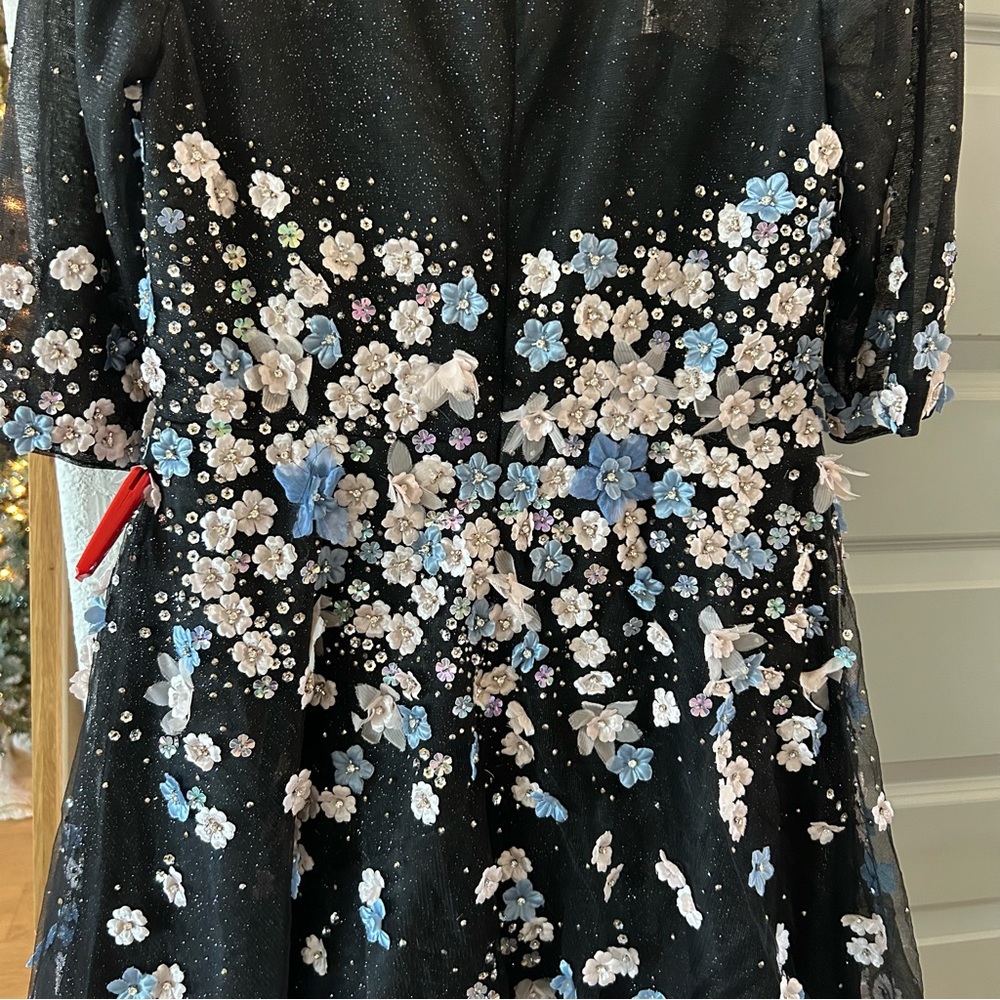 NWT Mac Duggal 11161 Floral Embroidered A Line Tea Length Dress - Picture 7 of 7